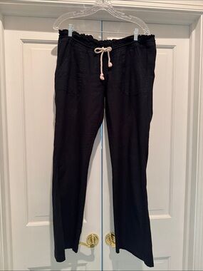 Roxy Black Drawstring Jogger Pants with Cream Rope